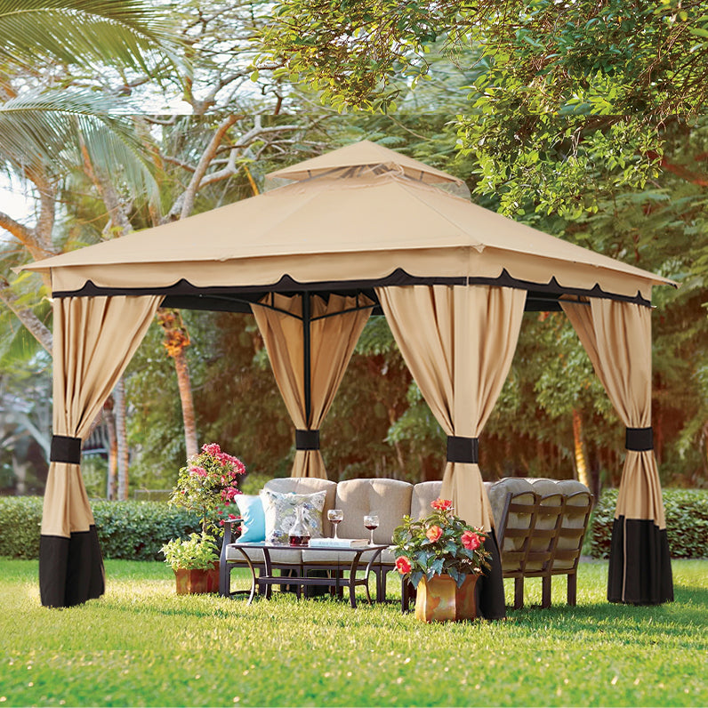 ABCCANOPY Outdoor Double Roof Patio 8x8/10x10/10x12 Gazebo with Shade Curtains