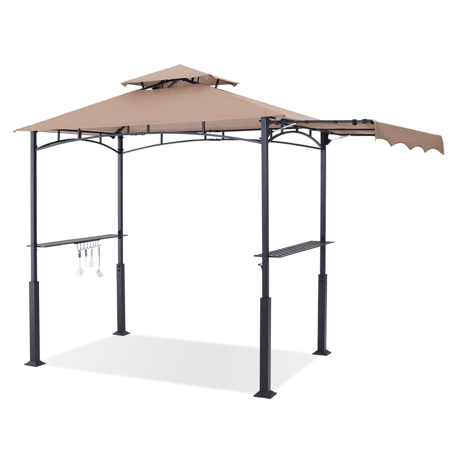 ABCCANOPY 8x5 Outdoor Grill Gazebo with Extra Awning BBQ Canopy with LED Lights