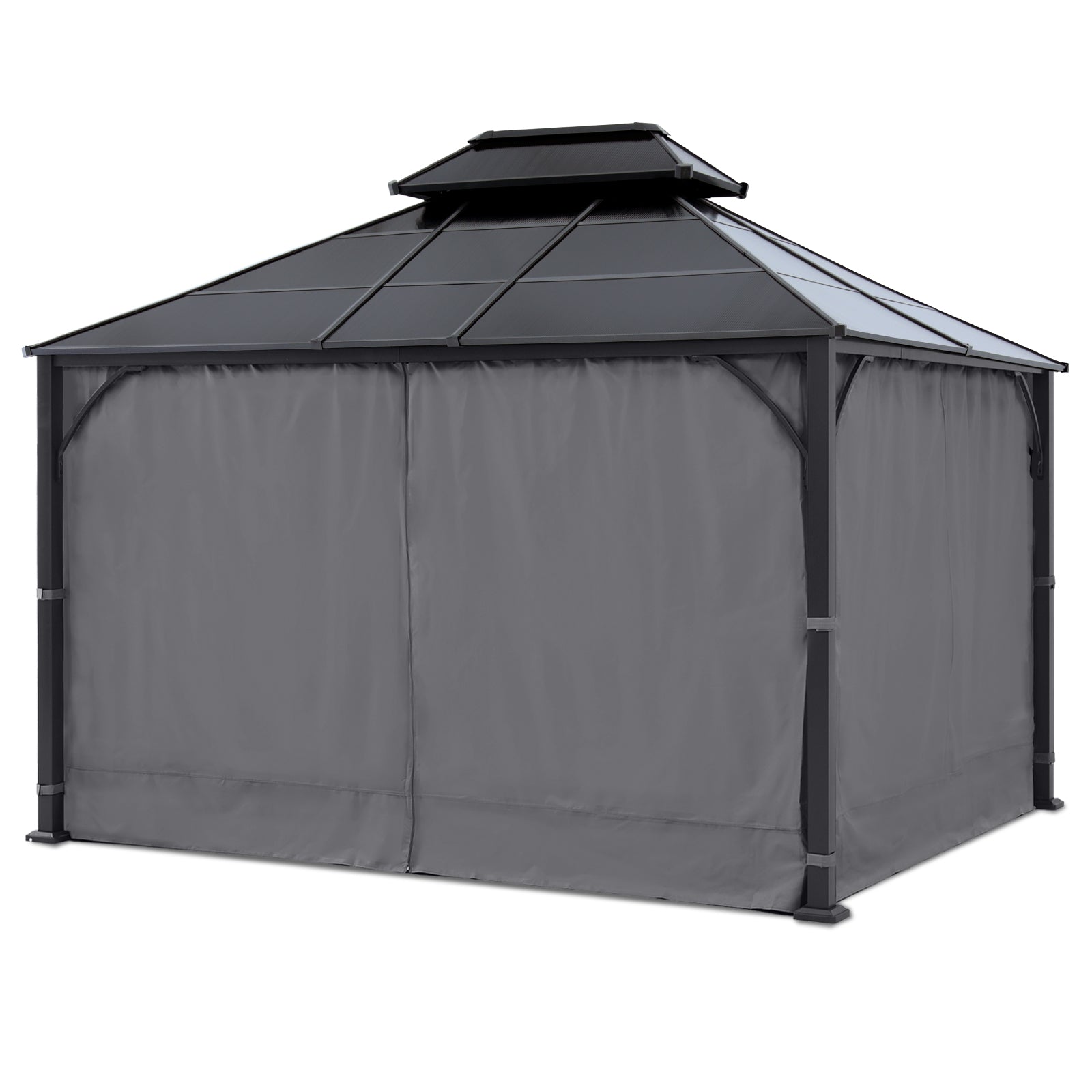 ABCCANOPY Outdoor Hardtop Metal Permanent Gazebo with Curtain and Netting