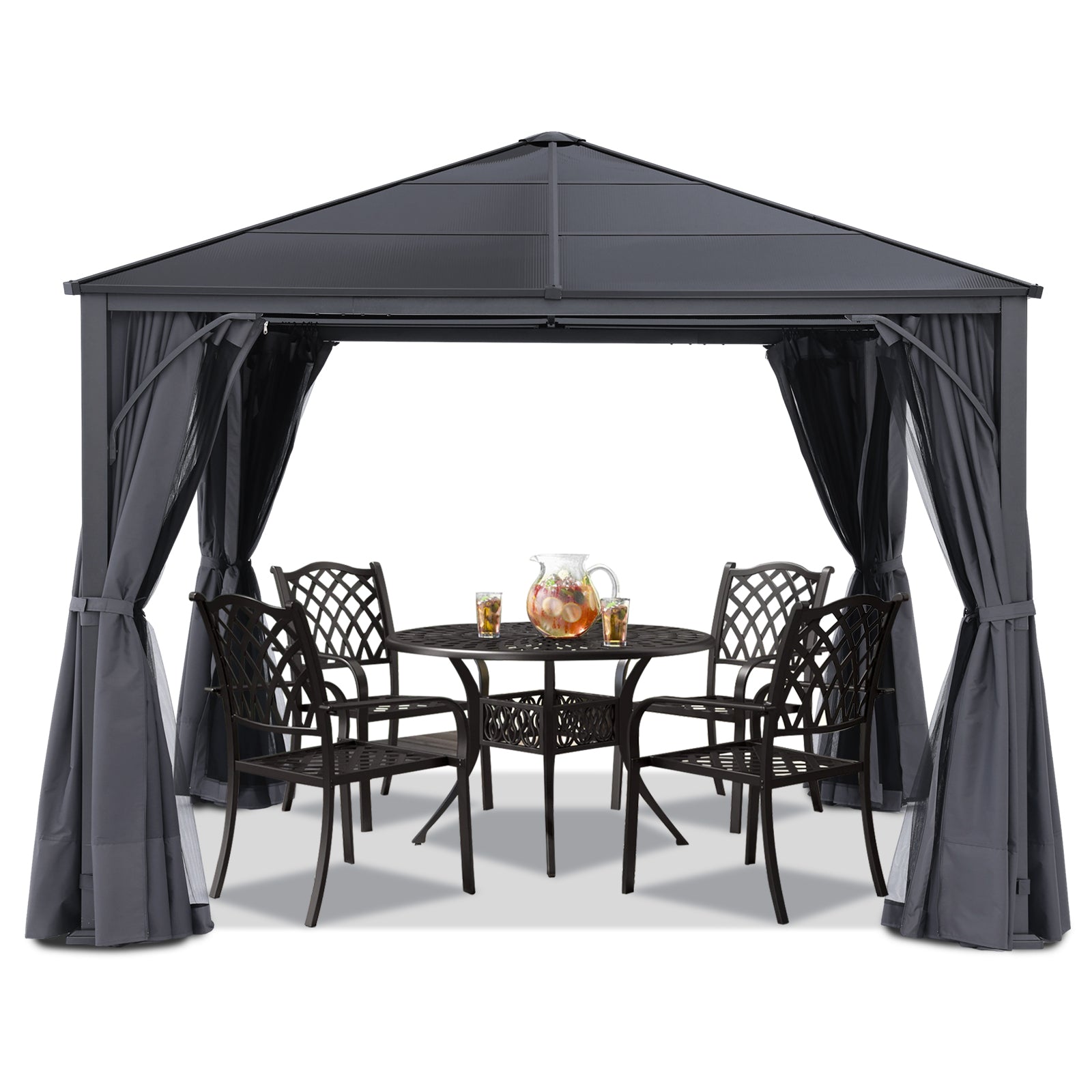 ABCCANOPY Outdoor Hardtop Metal Permanent Gazebo with Curtain and Netting