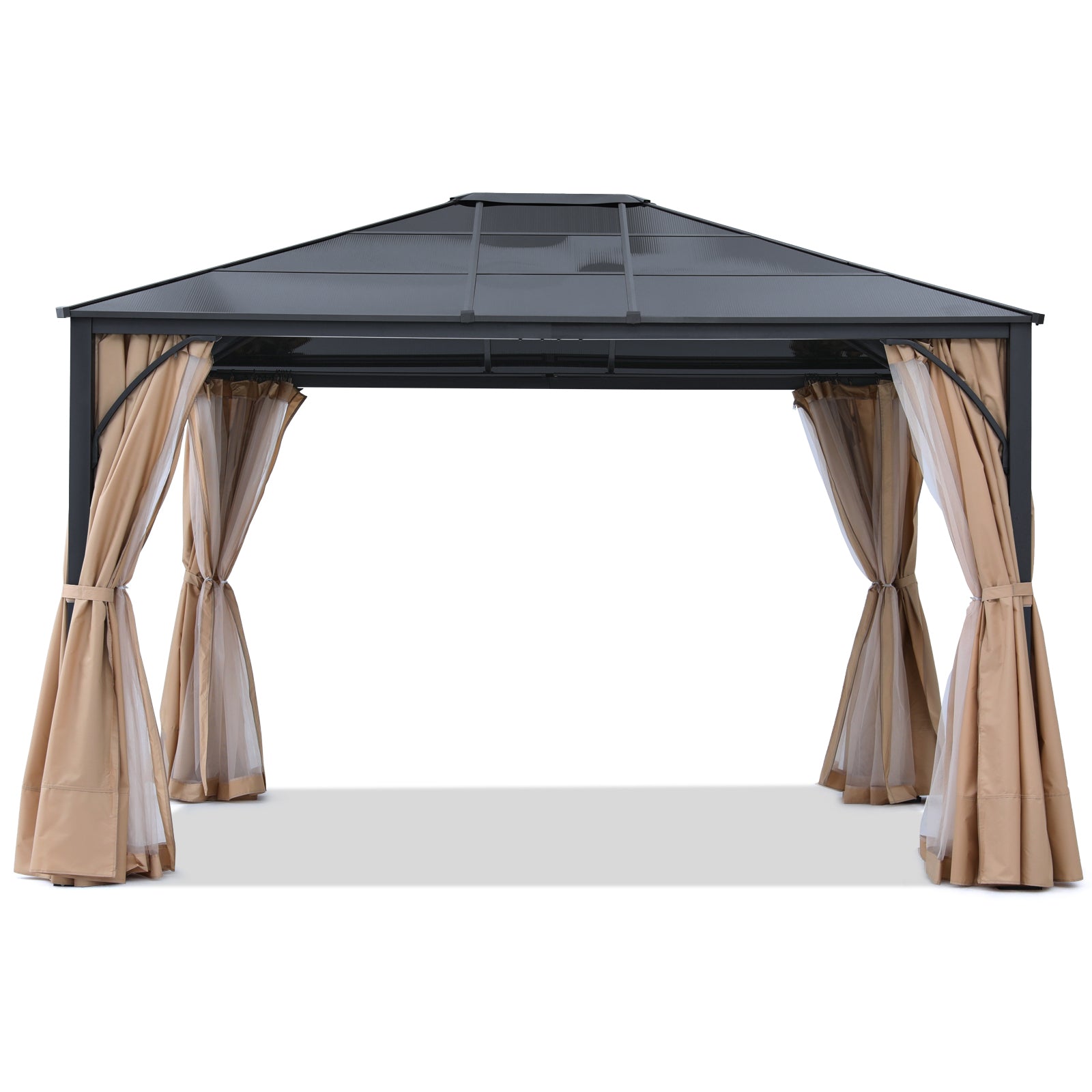 ABCCANOPY Outdoor Hardtop Metal Permanent Gazebo with Curtain and Netting