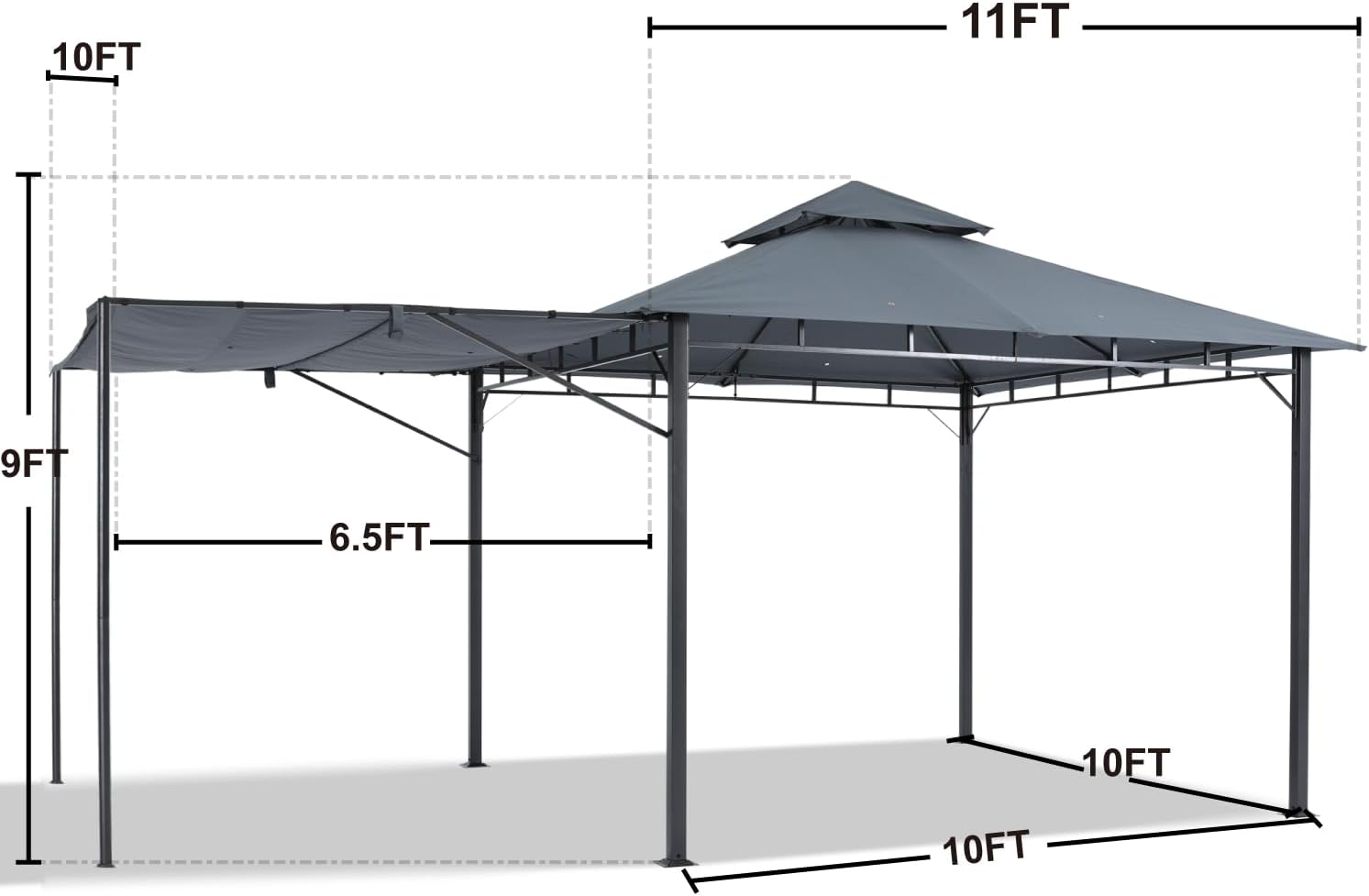 ABCCANOPY Outdoor Patio Gazebo 10x10 with Extra Awning Shade