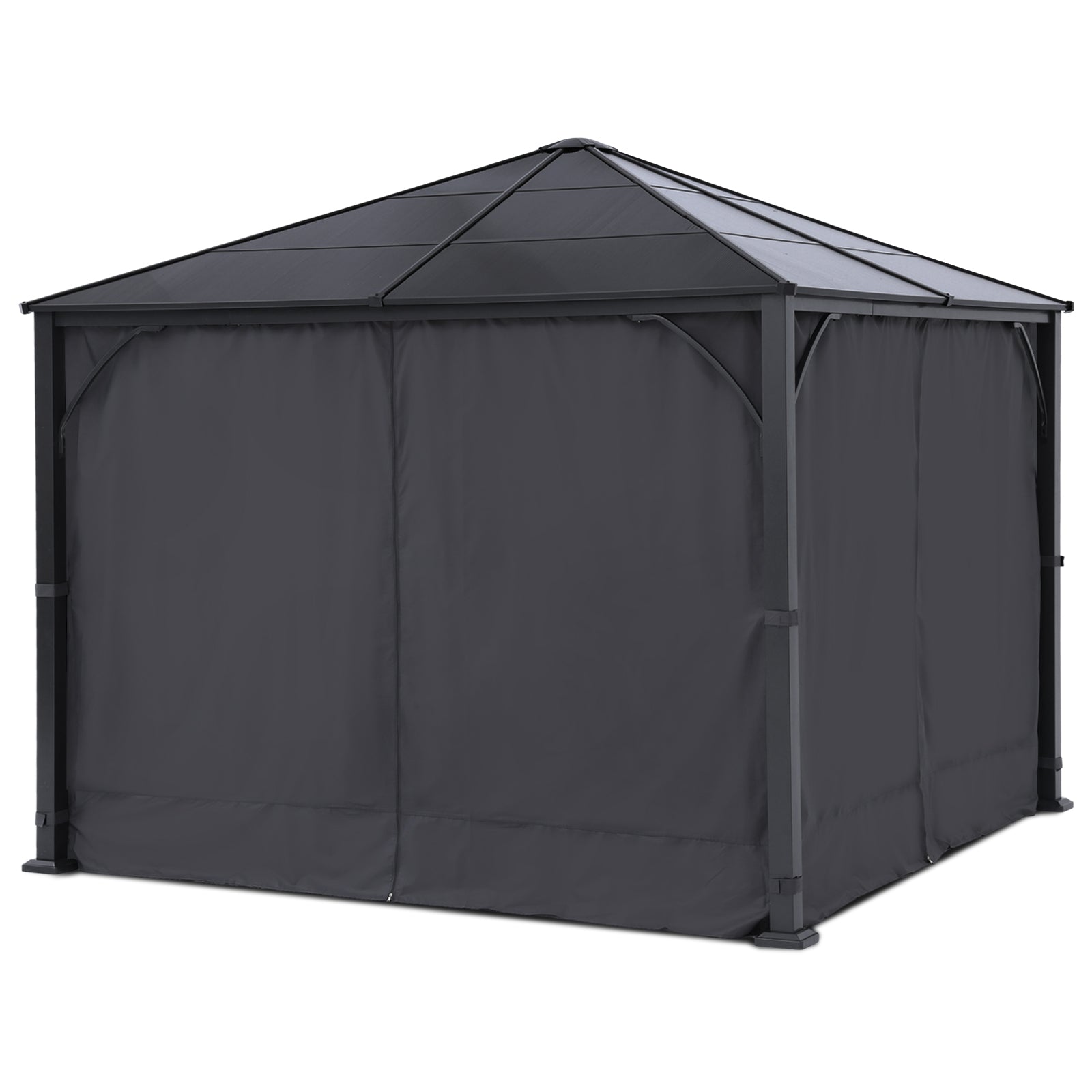 ABCCANOPY Outdoor Hardtop Metal Permanent Gazebo with Curtain and Netting