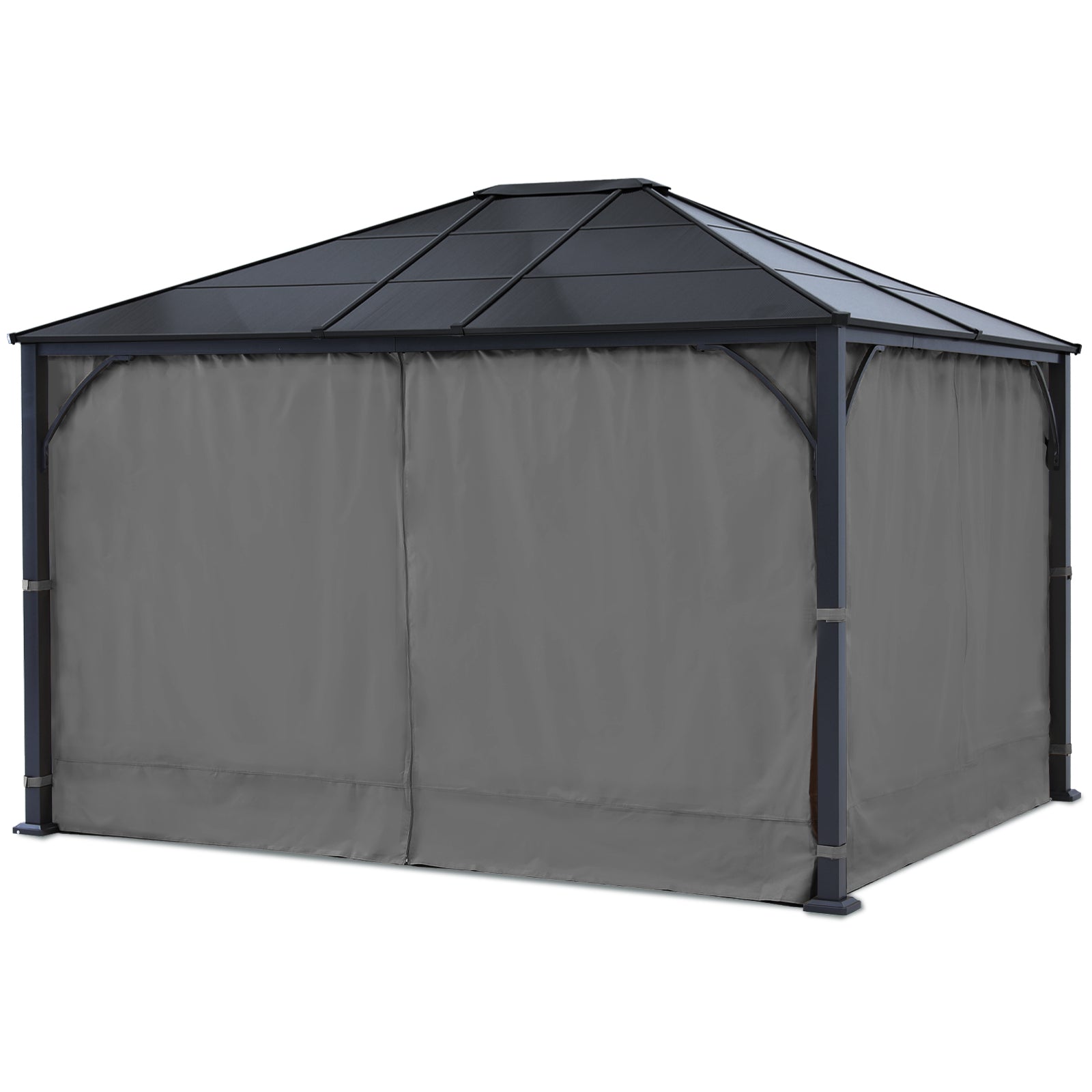 ABCCANOPY Outdoor Hardtop Metal Permanent Gazebo with Curtain and Netting