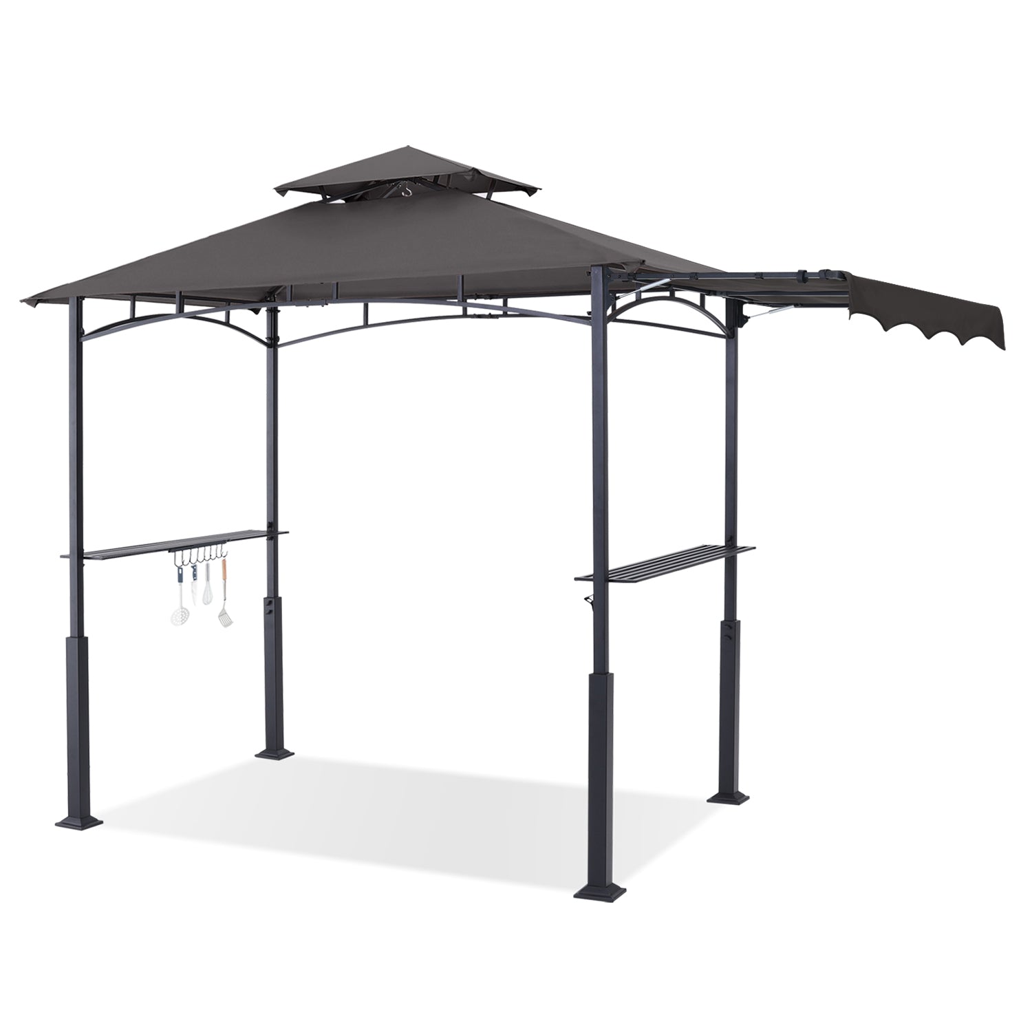 ABCCANOPY 8x5 Outdoor Grill Gazebo with Extra Awning BBQ Canopy with LED Lights