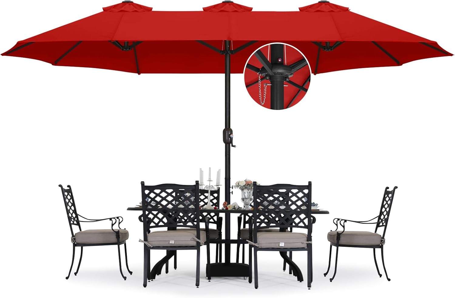 ABCCANOPY Outdoor Double-Sided Large Patio Umbrella 15FT with Solar Lights