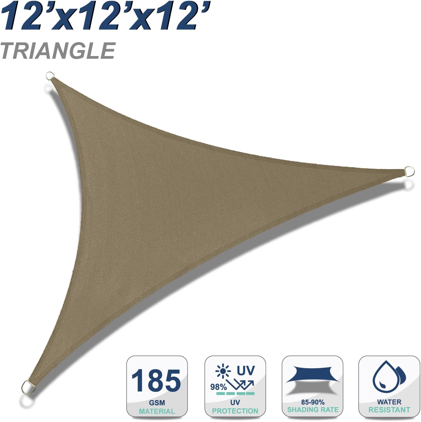 ABCCANOPY UV Block Sun Shade Sail for Patio, Deck, Backyard（Triangle）