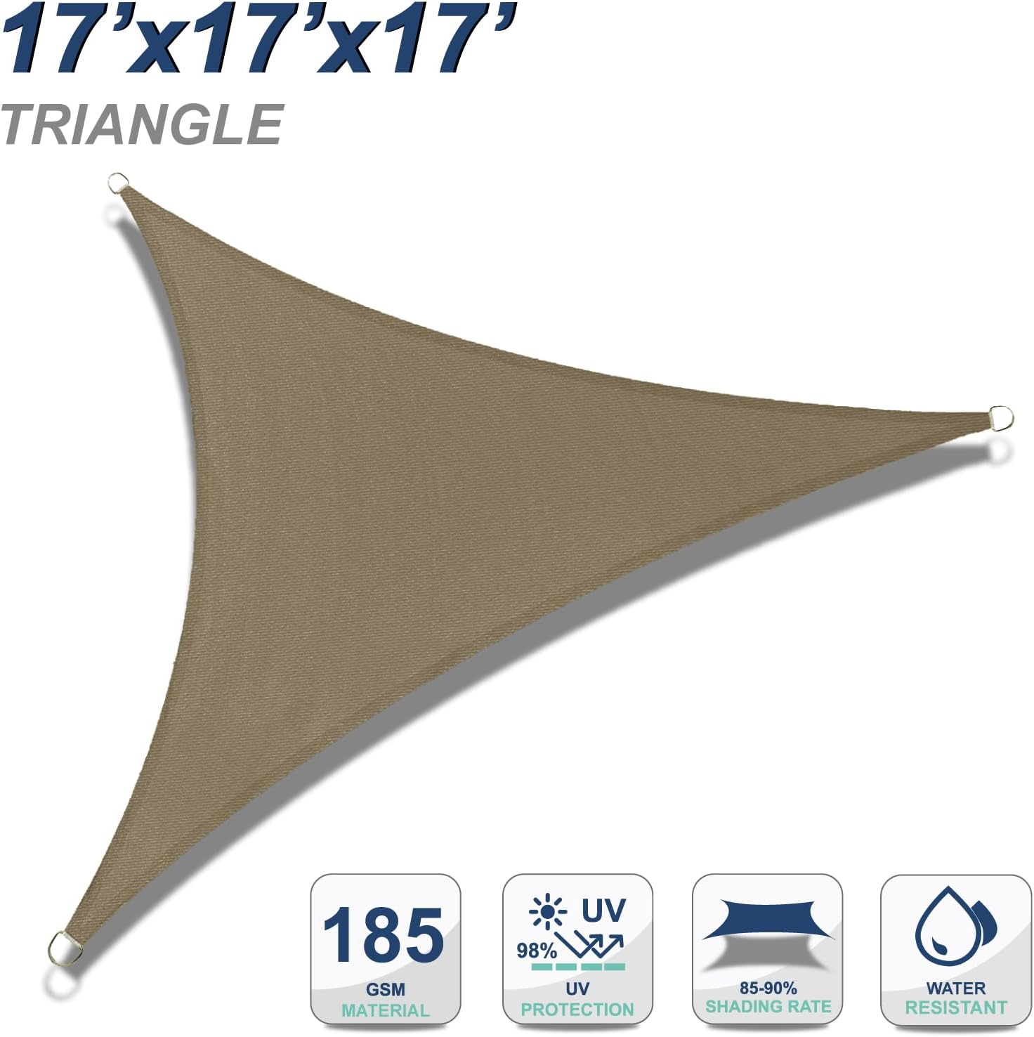 ABCCANOPY UV Block Sun Shade Sail for Patio, Deck, Backyard（Triangle）