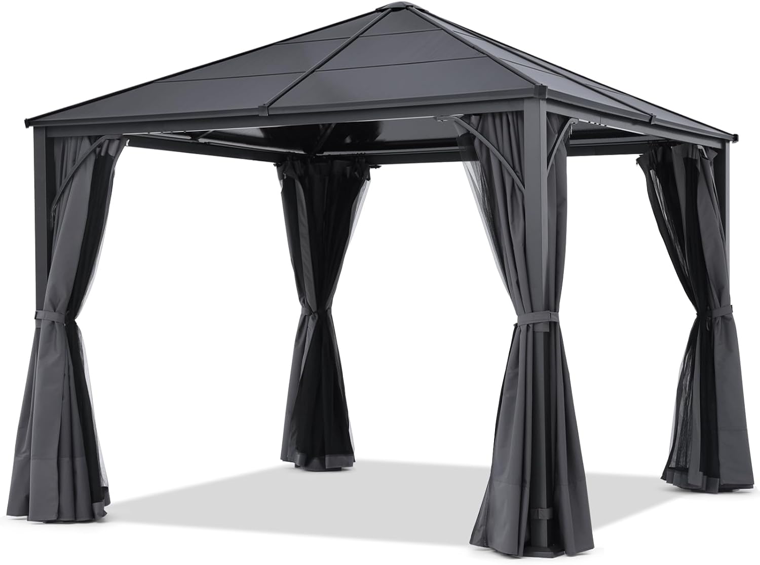 ABCCANOPY Outdoor Hardtop Metal Permanent Gazebo with Curtain and Netting