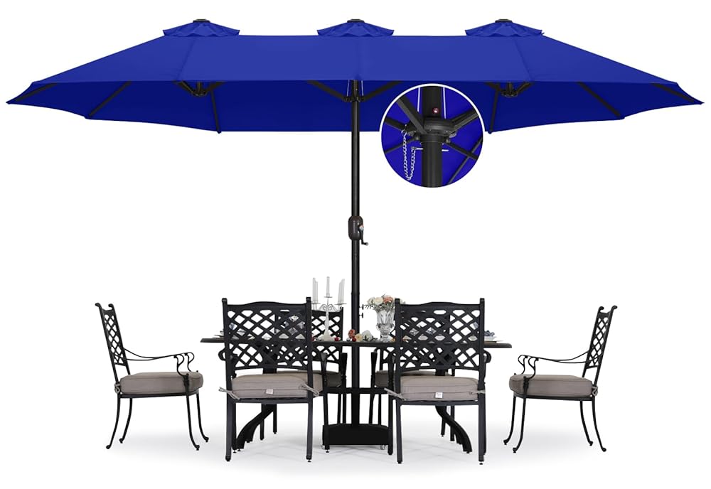 ABCCANOPY Outdoor Double-Sided Large Patio Umbrella 15FT with Solar Lights