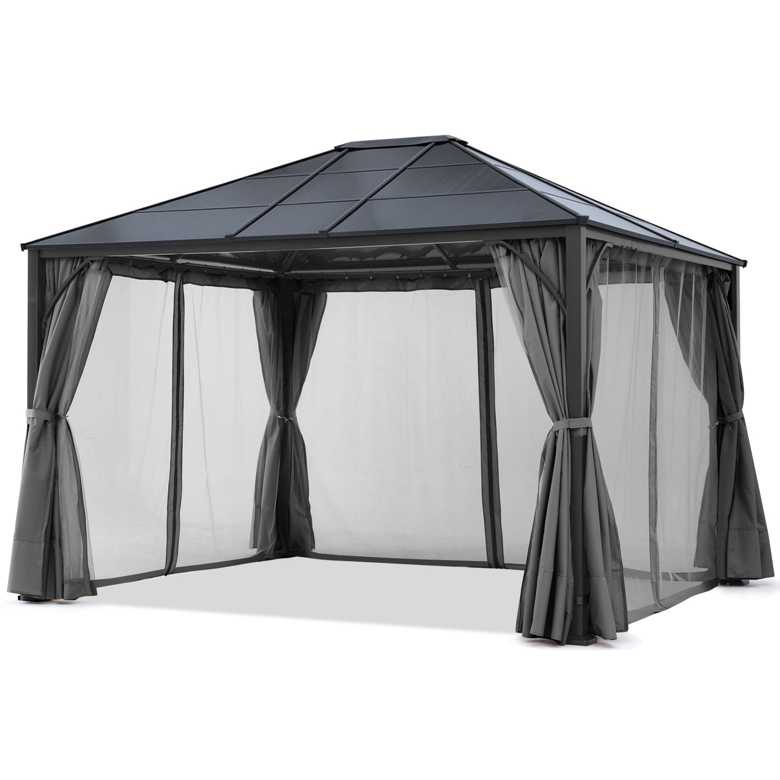 ABCCANOPY Outdoor Hardtop Metal Permanent Gazebo with Curtain and Netting