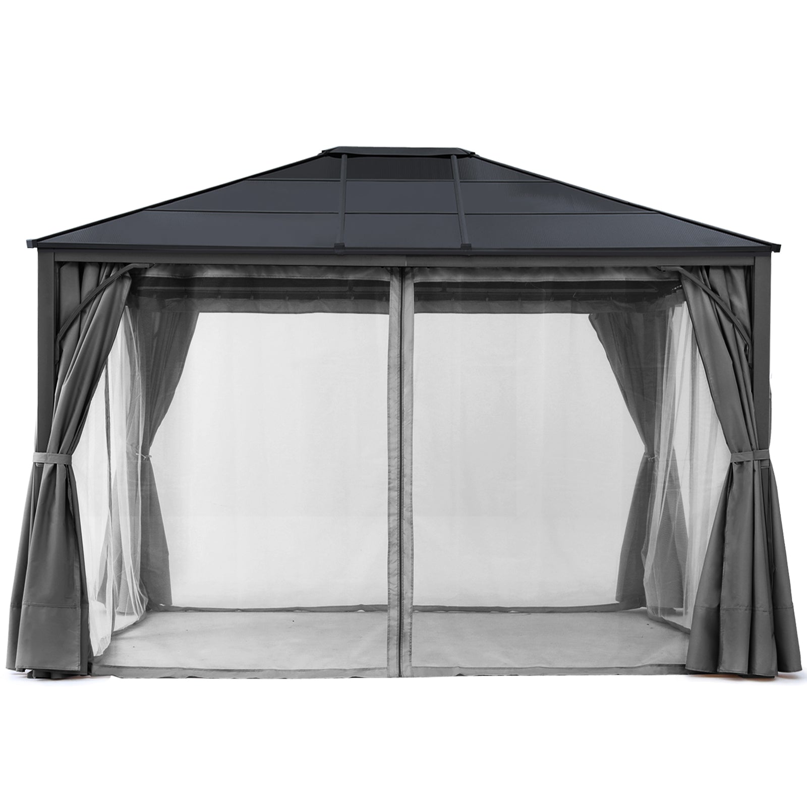 ABCCANOPY Outdoor Hardtop Metal Permanent Gazebo with Curtain and Netting