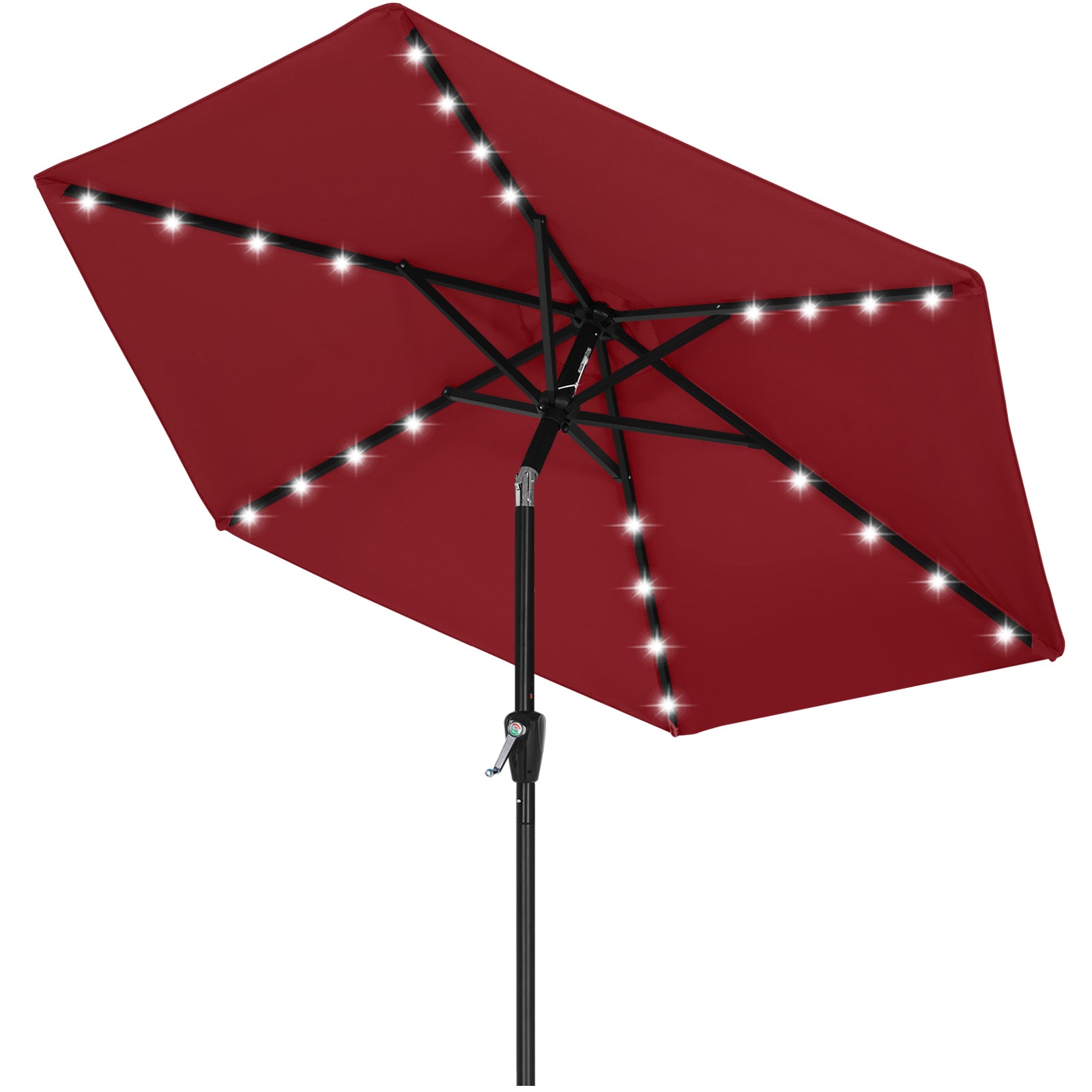 ABCCANOPY Outdoor Solar Patio Umbrella 7.5FT with 32 LED Lights 6 Ribs