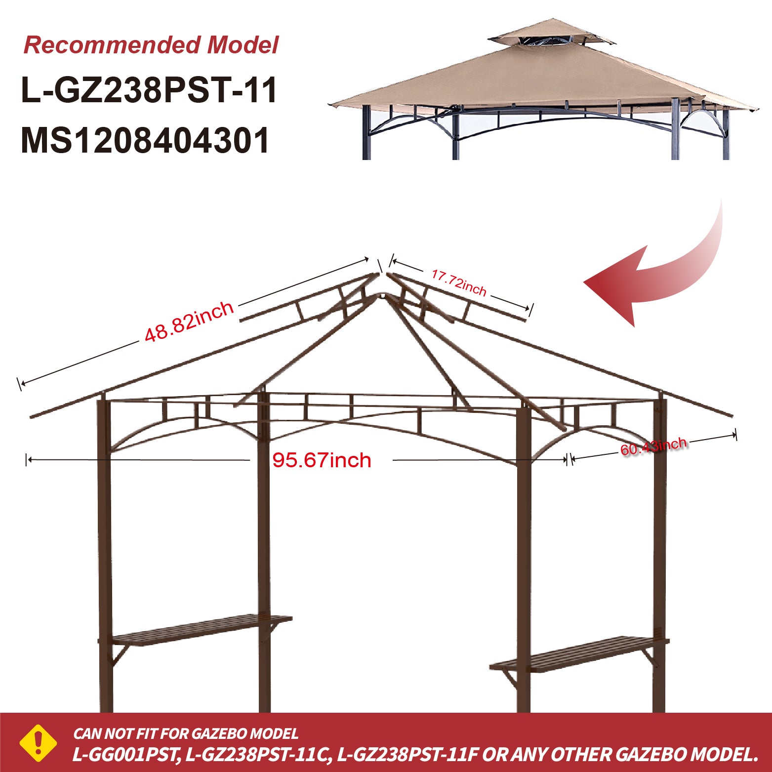 ABCCANOPY 5x8 Grill Shelter Replacement Canopy ROOF ONLY