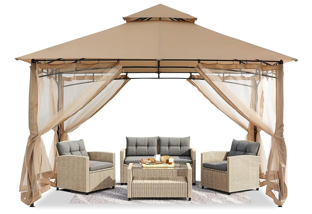 ABCCANOPY Outdoor Sturdy Patio Gazebo 9x9/11x11/10x12 With Mosquito Netting