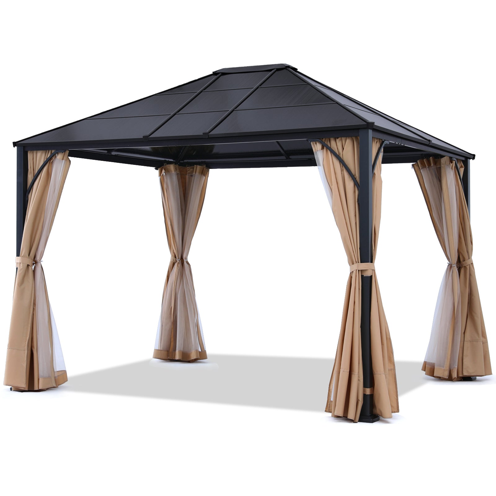 ABCCANOPY Outdoor Hardtop Metal Permanent Gazebo with Curtain and Netting