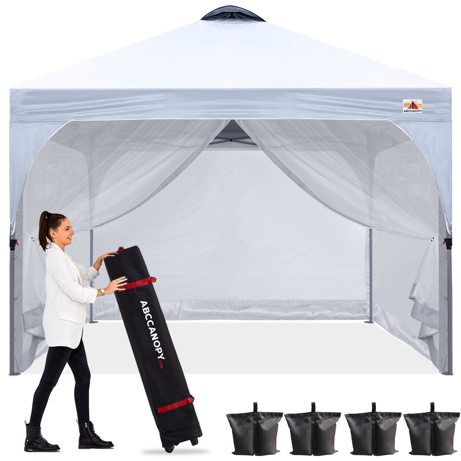 Compact 10x10 Pop-up Beach Canopy(Mesh Wall) - ABC-CANOPY