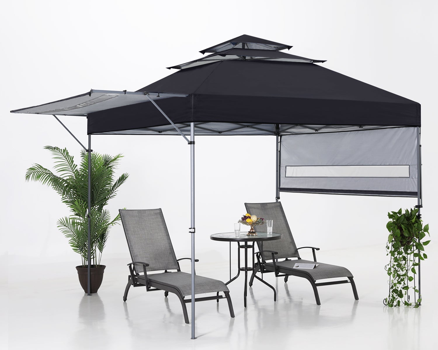 10x17 Pop up Gazebo Canopy 3-Tier Instant Canopy with Adjustable Dual Half Awnings - ABC-CANOPY