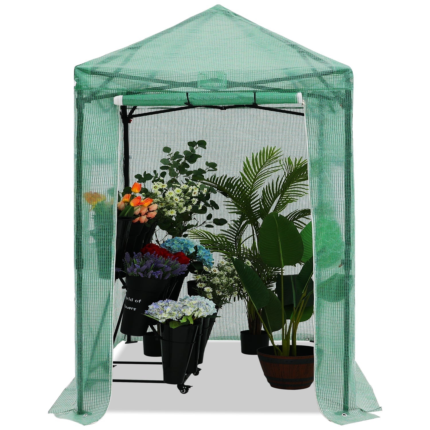 ABCCANOPY Pop Up Greenhouse Walk-in Garden Greenhouse with Roll-Up Door and Windows