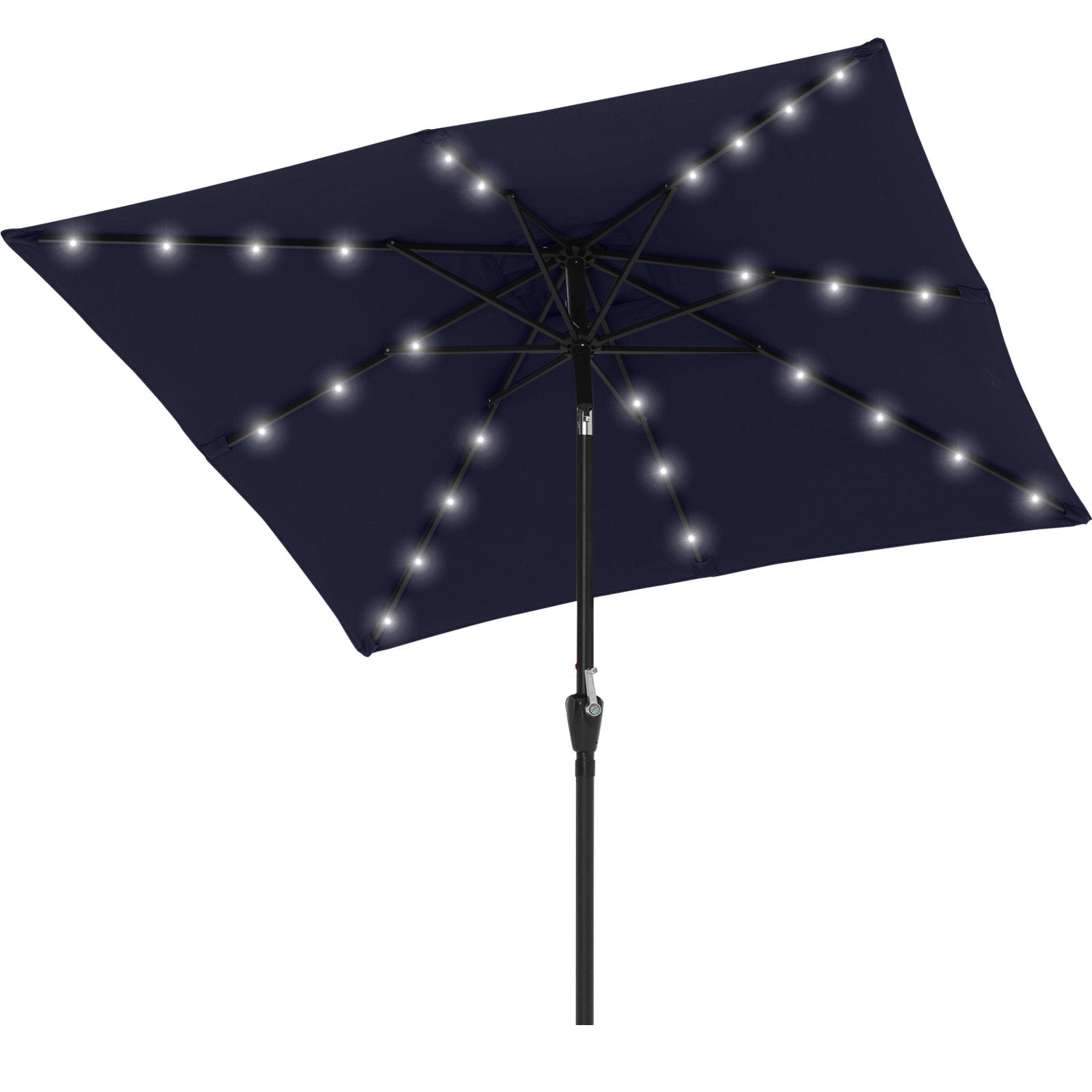 Square Solar Powered Patio Umbrella with 28 LED Lights - ABC-CANOPY