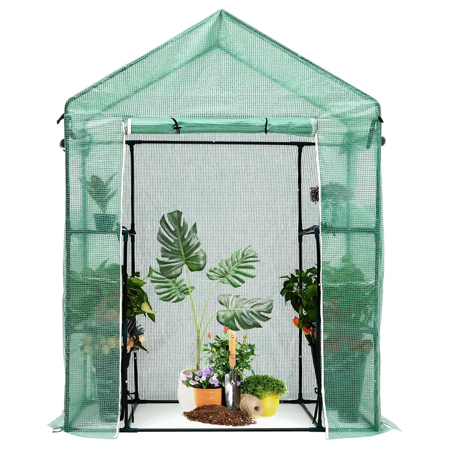 ABCCANOPY Portable Plant Gardening Greenhouse with 2 Tier 4 Shelves