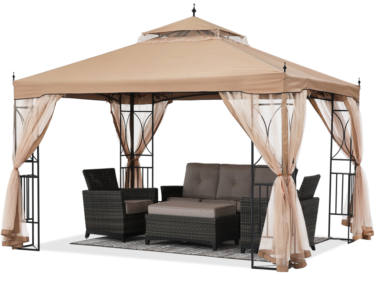 ABCCANOPY 10X10/10X12 Gazebo Canopy with Netting and Corner Frame Screen Wall