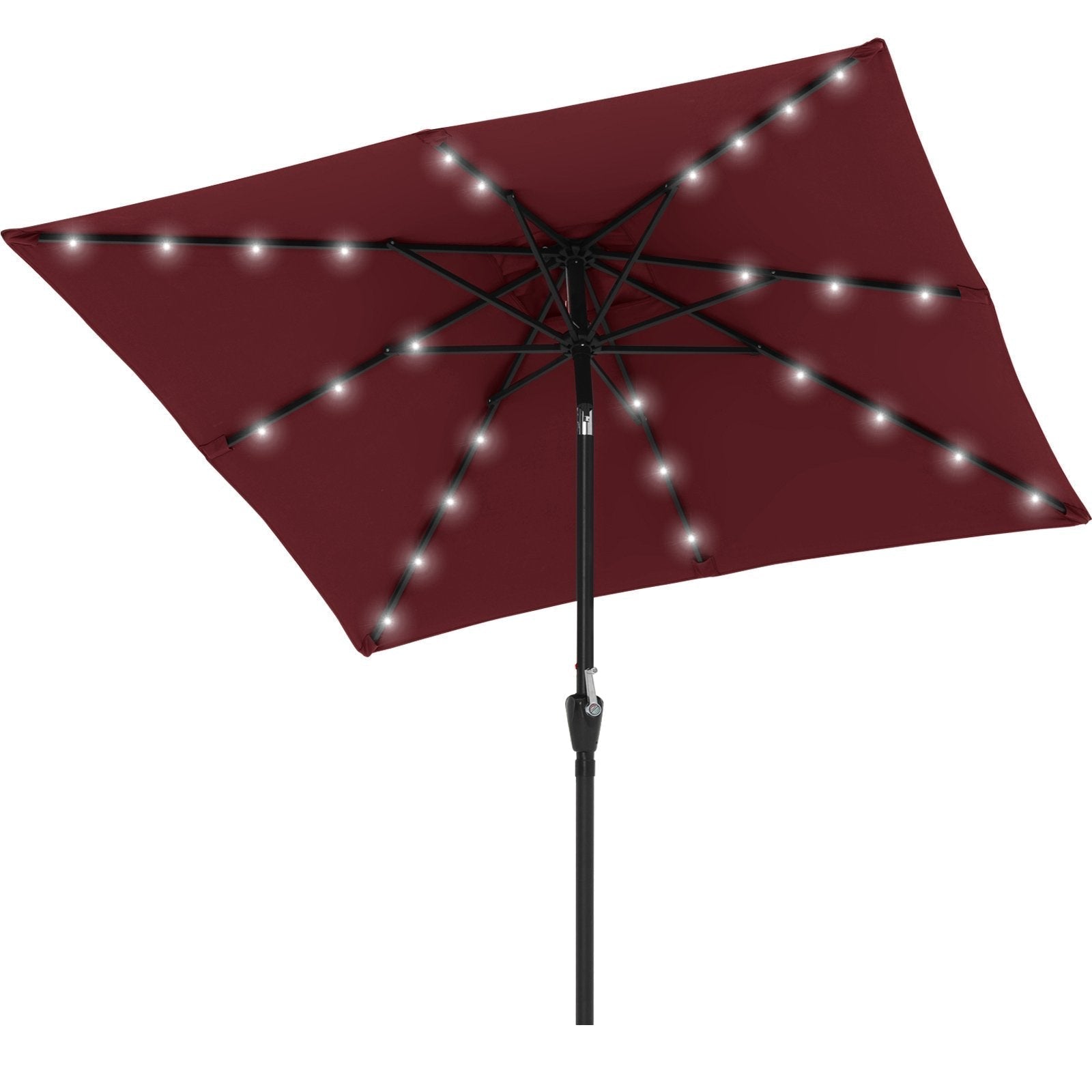 Square Solar Powered Patio Umbrella with 28 LED Lights - ABC-CANOPY