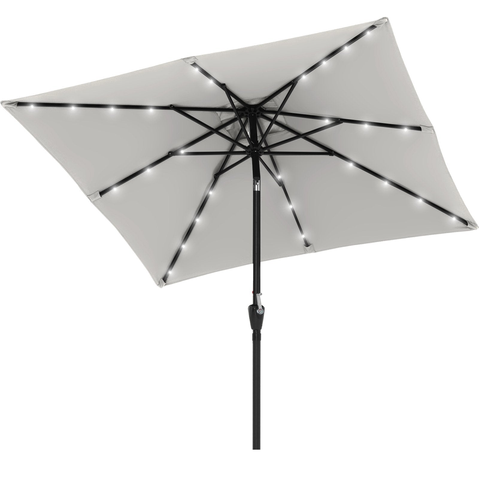 Square Solar Powered Patio Umbrella with 28 LED Lights - ABC-CANOPY