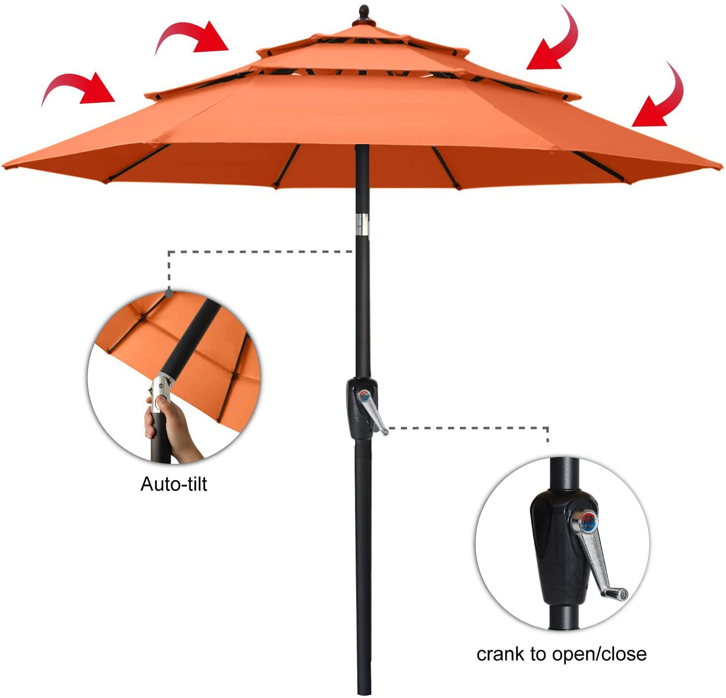 3 Tiers Market Umbrella Patio Umbrella Outdoor Table Umbrella - ABC-CANOPY