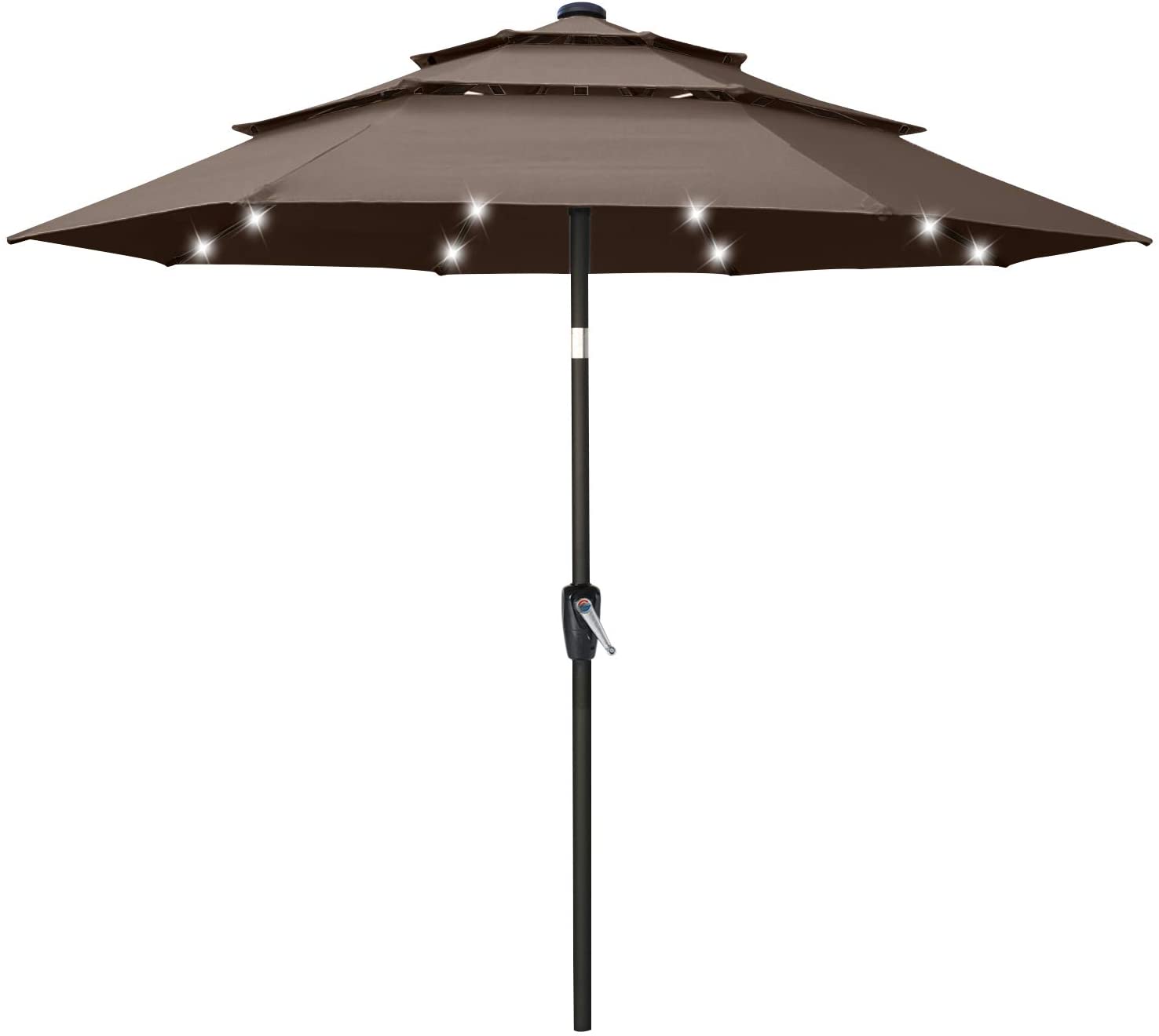 Solar 3 Tiers Patio Umbrella Outdoorwith 32 LED Ventilation - ABC-CANOPY