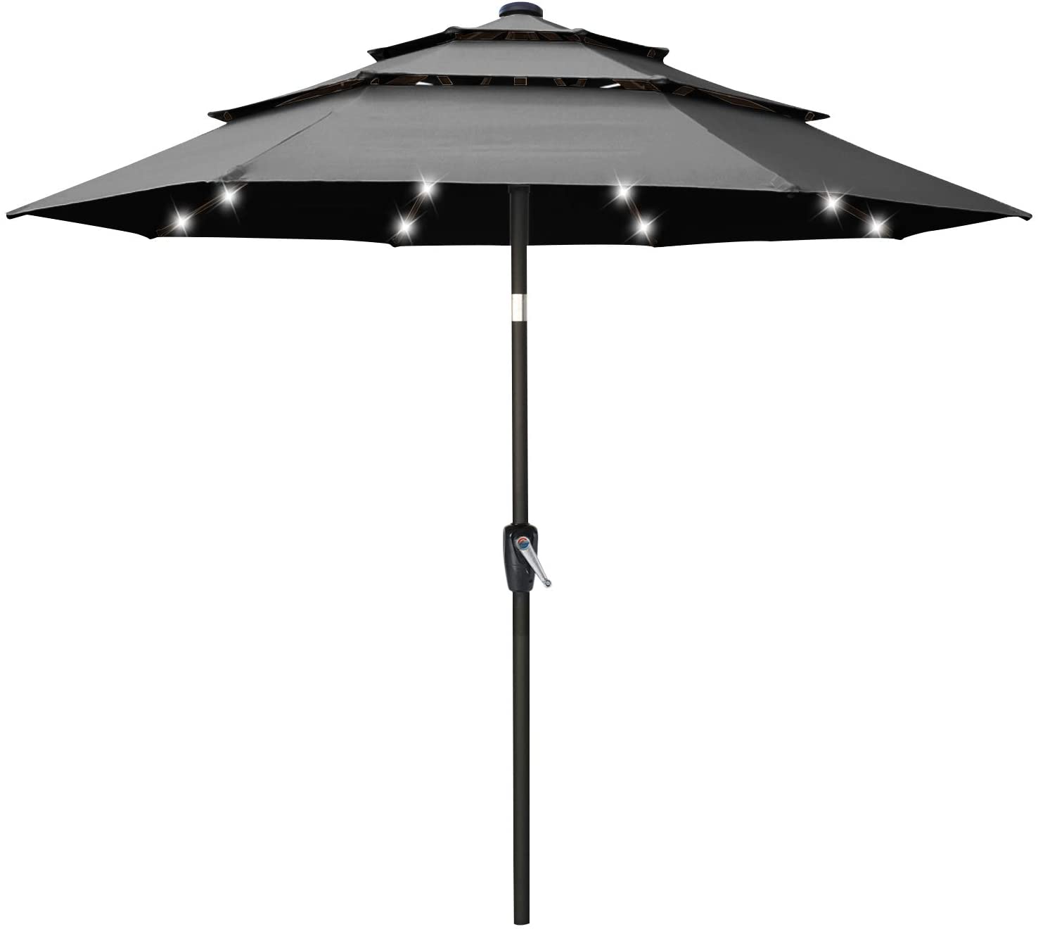 Solar 3 Tiers Patio Umbrella Outdoorwith 32 LED Ventilation - ABC-CANOPY