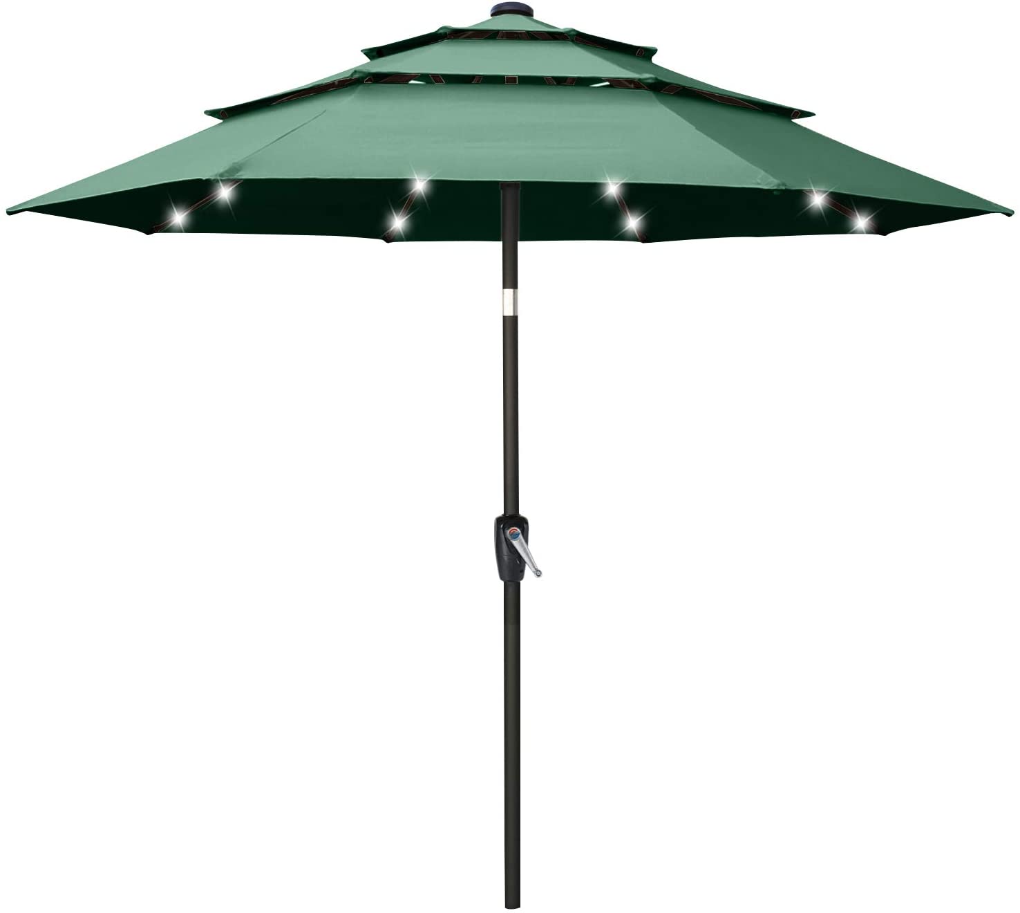 Solar 3 Tiers Patio Umbrella Outdoorwith 32 LED Ventilation - ABC-CANOPY