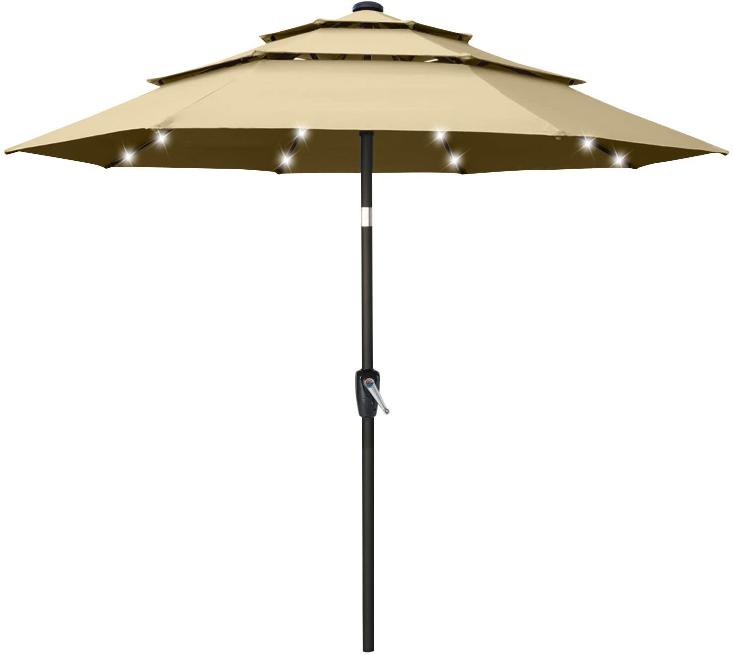 Solar 3 Tiers Patio Umbrella Outdoorwith 32 LED Ventilation - ABC-CANOPY