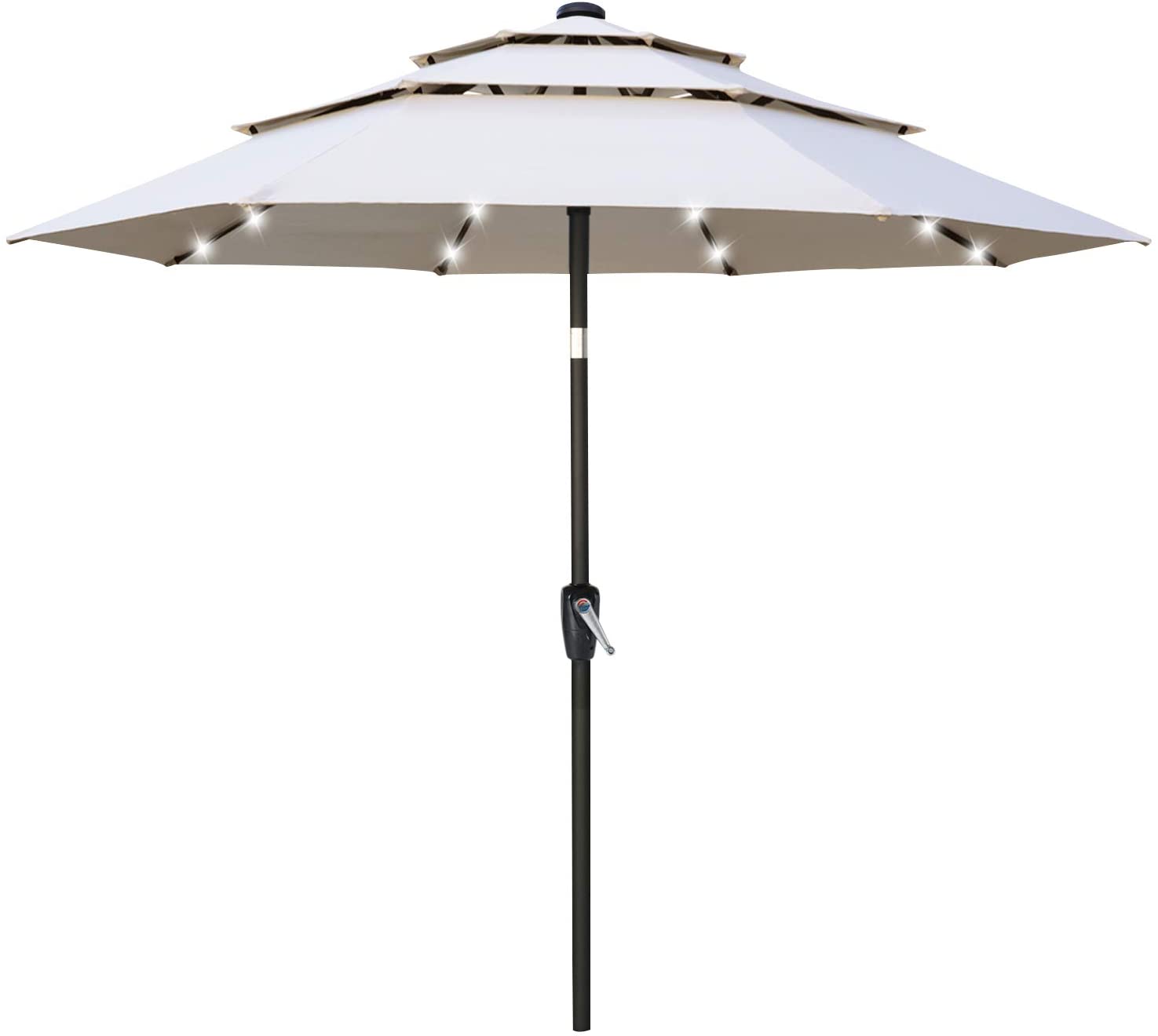 Solar 3 Tiers Patio Umbrella Outdoorwith 32 LED Ventilation - ABC-CANOPY