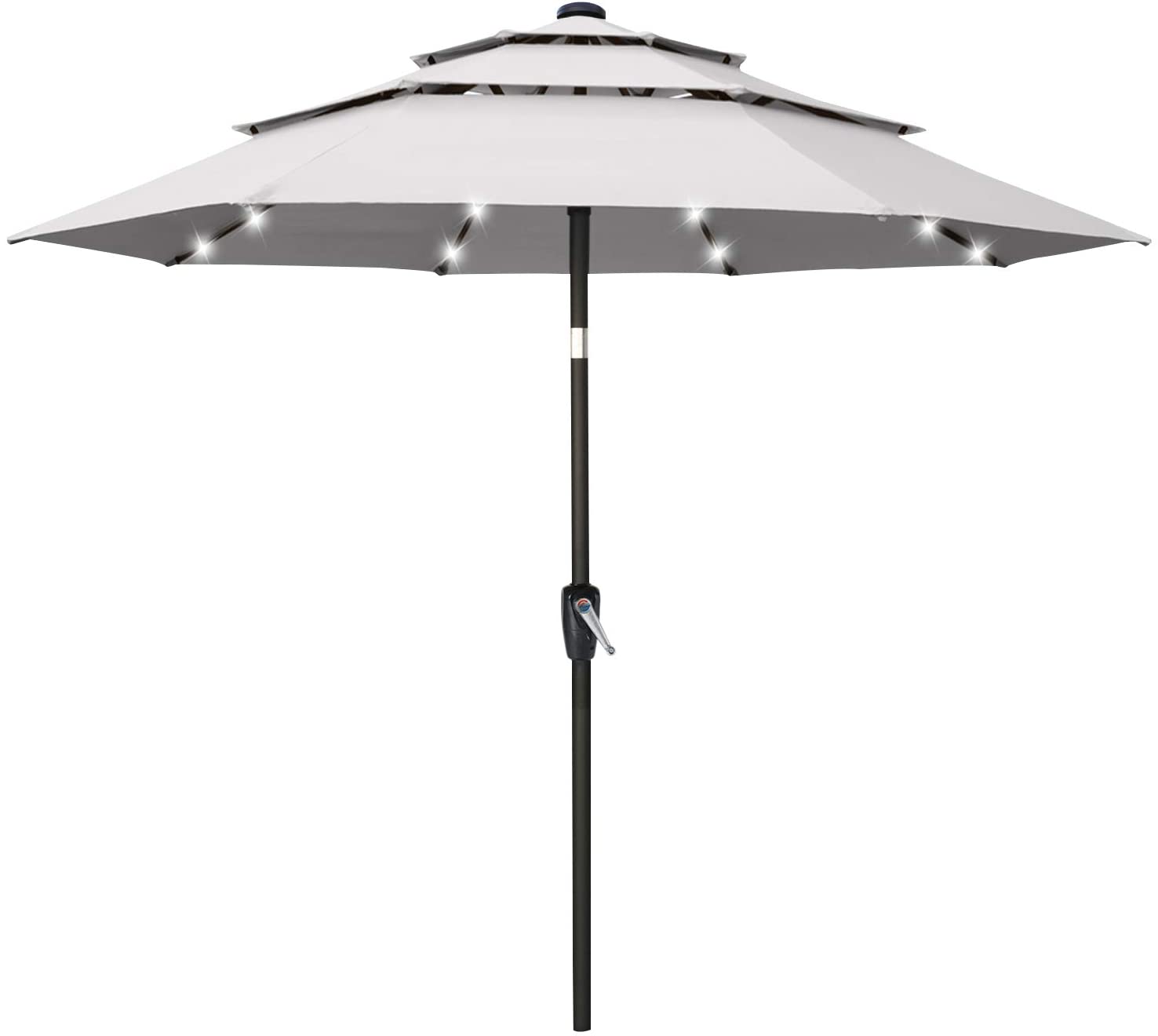 Solar 3 Tiers Patio Umbrella Outdoorwith 32 LED Ventilation - ABC-CANOPY