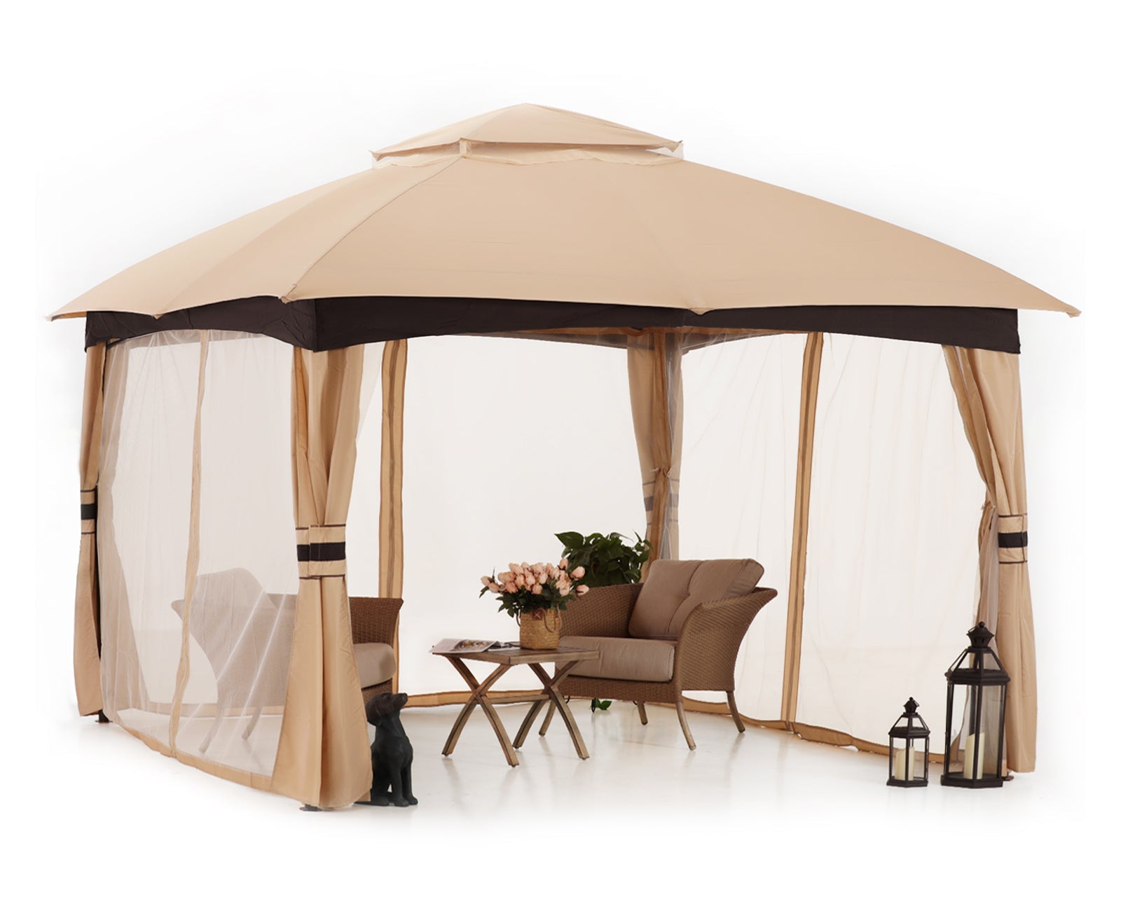 ABCCANOPY Double Soft-Top Patio Gazebo 8x8/10x10/10x12 with Mosquito Netting