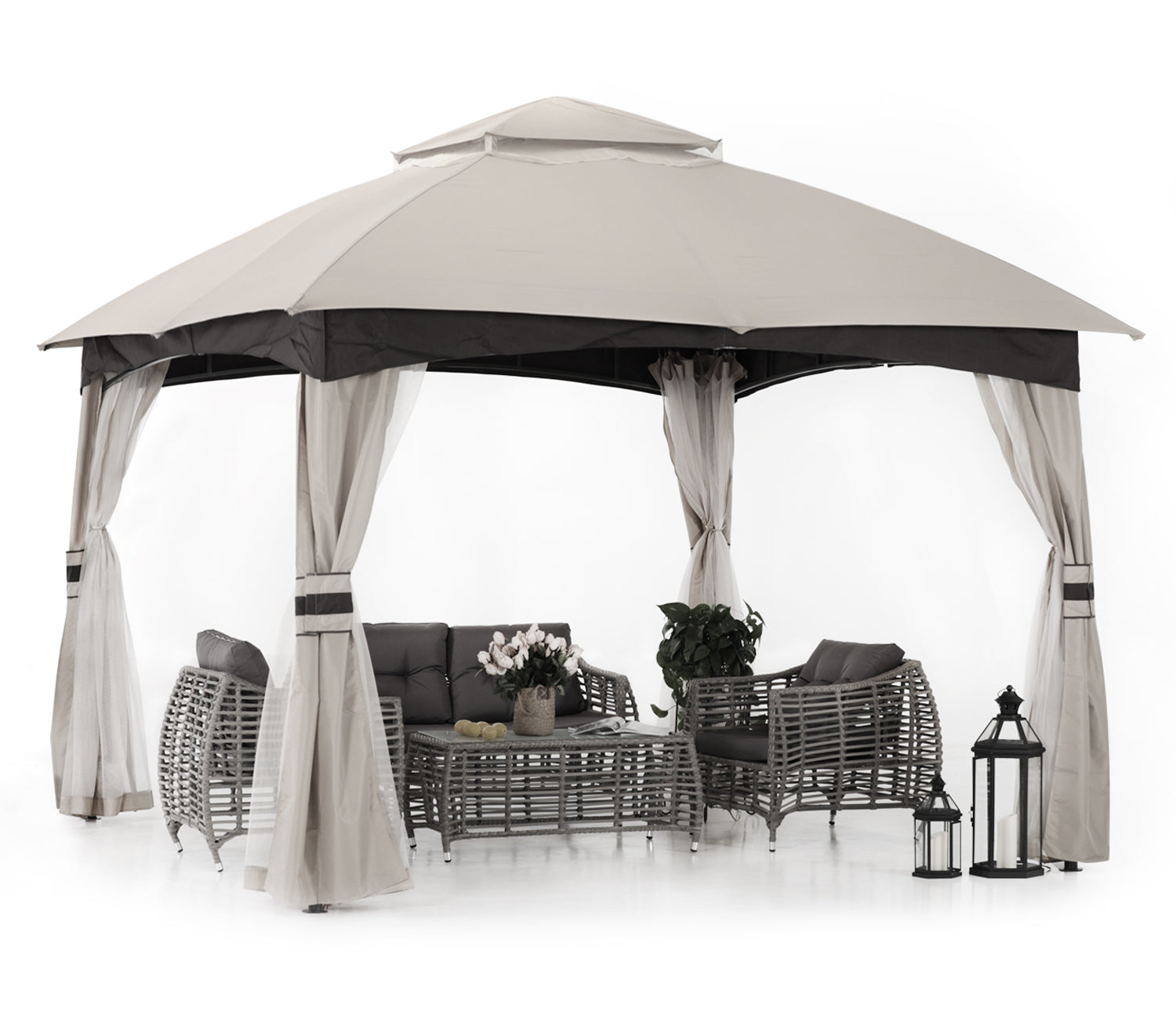 ABCCANOPY Double Soft-Top Patio Gazebo 8x8/10x10/10x12 with Mosquito Netting