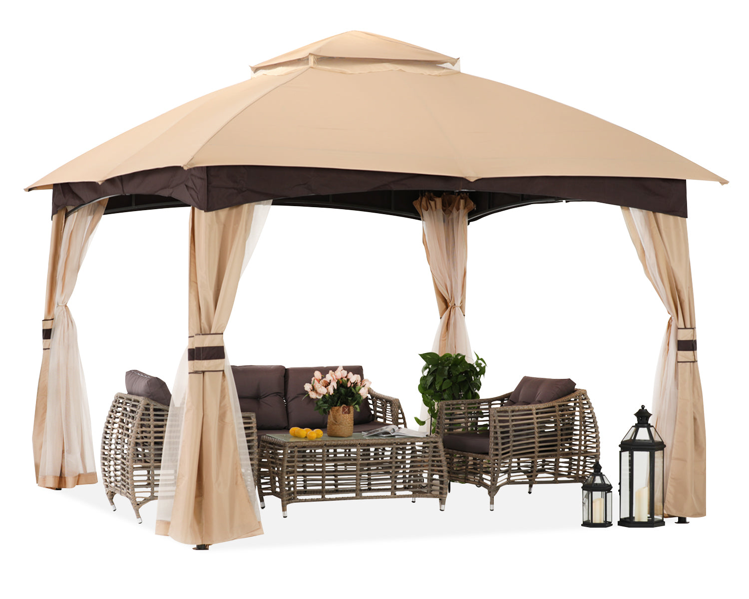 ABCCANOPY Double Soft-Top Patio Gazebo 8x8/10x10/10x12 with Mosquito Netting