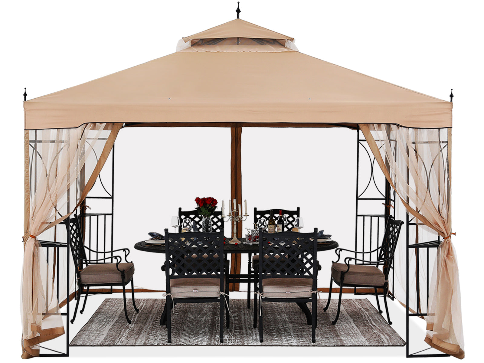 ABCCANOPY 10X10/10X12 Gazebo Canopy with Netting and Corner Frame Screen Wall