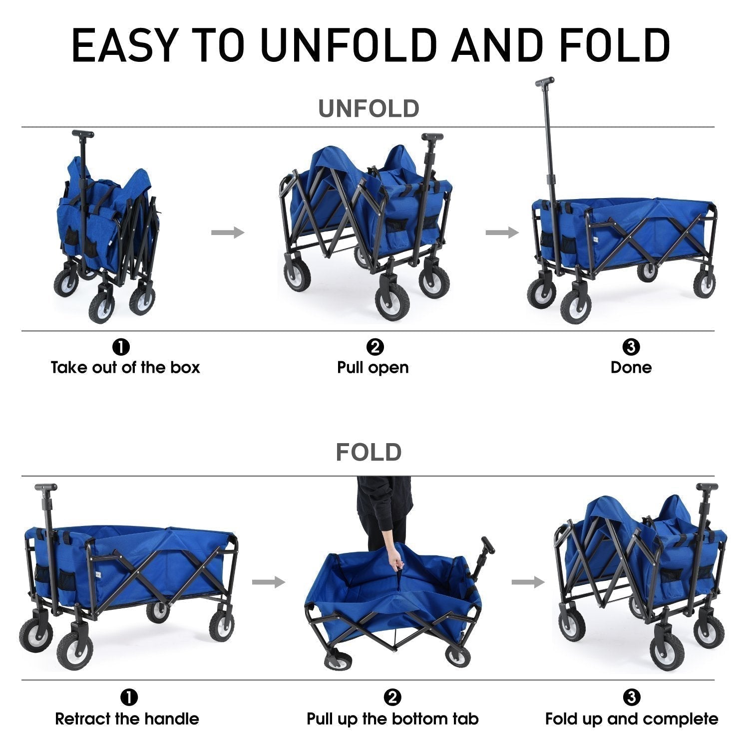 Folding Collapsible Utility Wagon Cart Outdoor Garden Shopping Camping Cart - ABC-CANOPY