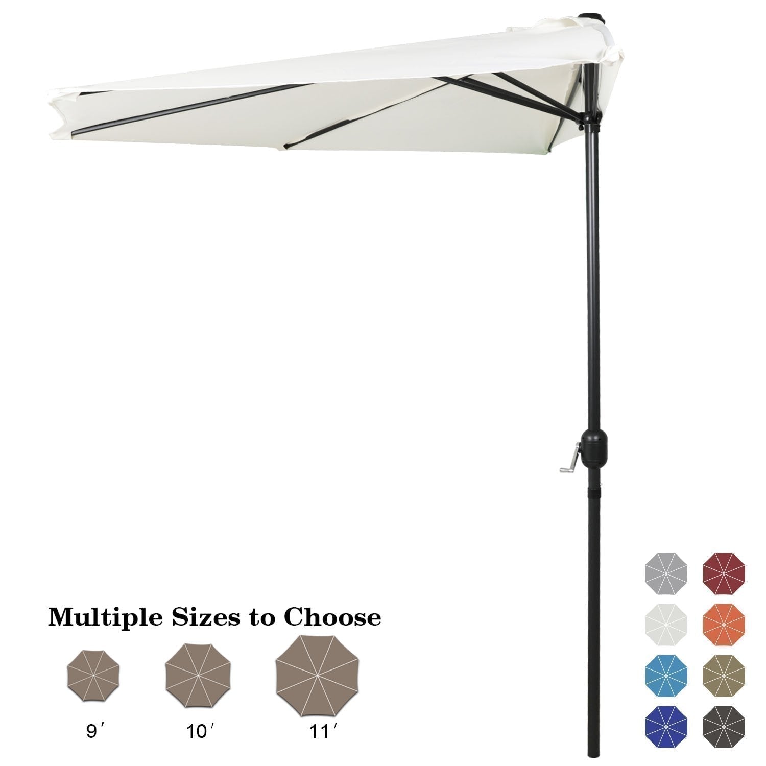 ABCCANOPY Outdoor 9/10/11FT Patio Umbrella Half Round Outdoor Umbrella